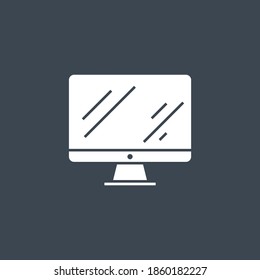 Monitor related vector glyph icon. Isolated on black background. Vector illustration.