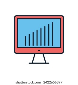 Icono de vector relacionado de monitor. Aislado sobre fondo blanco. Ilustración del vector