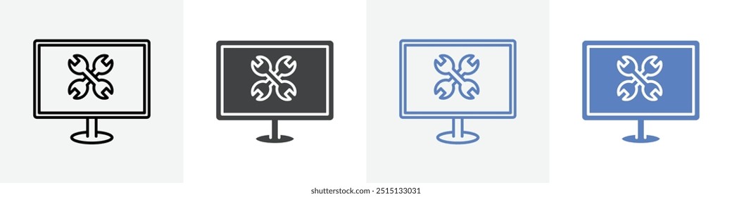 monitorar o uso de conjunto de vetor de ícone de reparo para interface do usuário ou aplicativo da web