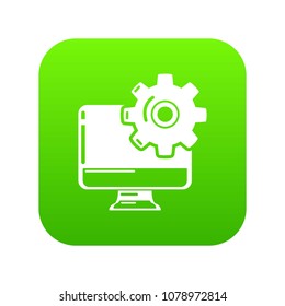 Monitor repairicon green vector isolated on white background