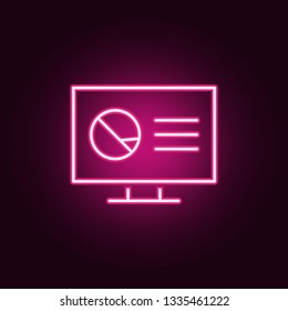 monitor report icon. Elements of Scientifics study in neon style icons. Simple icon for websites, web design, mobile app, info graphics