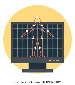 
A monitor representing motion tracking, flat icon design
