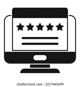 Monitor review icon simple vector. Online product. Customer star
