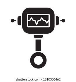 monitor robot icon over white background, silhouette style, vector illustration