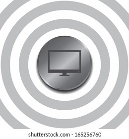 monitor round silver steel icon button theme