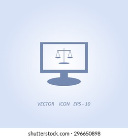 Monitor with scales balance vector icon