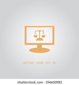 Monitor with scales balance vector icon