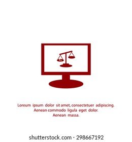 Monitor with scales balance vector icon