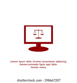 Monitor with scales balance vector icon