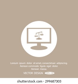 Monitor with scales balance vector icon