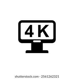 Monitor screen with 4k icon. Cinema icon vector