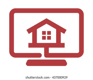 monitor screen architecture home house real estate image vector icon logo symbol