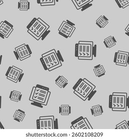 Monitor screen with checklist window solid seamless pattern, remote work theme. Vector graphics. Display and task schedule plan sign background, filled with glyphs icon