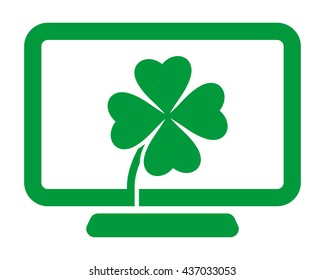 monitor screen clover computer laptop technology gadget network image vector icon logo symbol