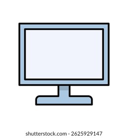 Monitor Screen, Computer, Work, Technology Display Office Illustration. Digital Object Graphic. Flat Style Isolated Colorful