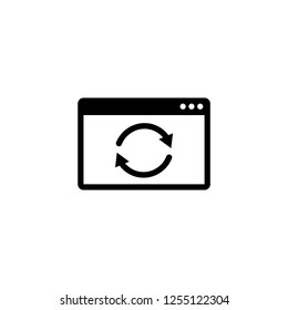 Monitor screen data sync and refresh, vector icon in line, solid flat style