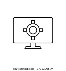 Monitor screen displaying a crosshair target for precision focus