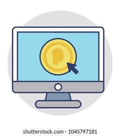 
A monitor screen with dollar coin and clicking pointer concept of ppc
