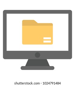 Monitor Screen File Folder Flat Vector Stock Vector (Royalty Free ...