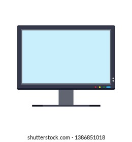 Monitor screen front view display vector icon. Above computer electronic isolated white. Flat PC device equipment office