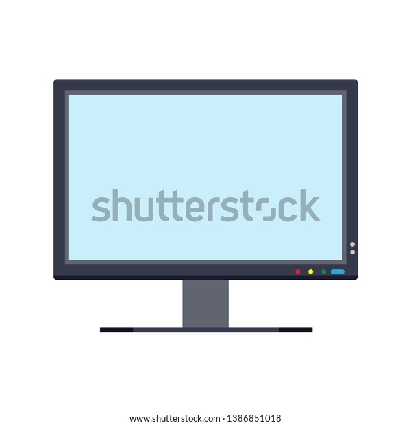 Monitor\
screen front view display vector icon. Above computer electronic\
isolated white. Flat PC device equipment\
office