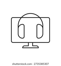 Monitorbildschirm mit Kopfhörer-Symbol