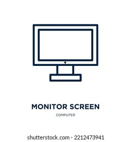 monitor screen icon from computer collection. Thin linear monitor screen, screen, network outline icon isolated on white background. Line vector monitor screen sign, symbol for web and mobile