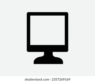 Icono de pantalla de monitor PC Escritorio LED pantalla LCD TV Pantalla de TV Forma de contorno blanco negro Vector Clipart Gráfico Ilustración Símbolo de signo de ilustración