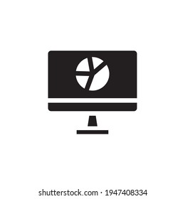 Überwachen Sie das Bildschirmsymbol mit Grafiken. das Symbol kann für das Anwendungssymbol, das Web-Icon, die Infografik verwendet werden. Alle Drucktypen. Bearbeitbarer Strich. Vorlagenvektor erstellen