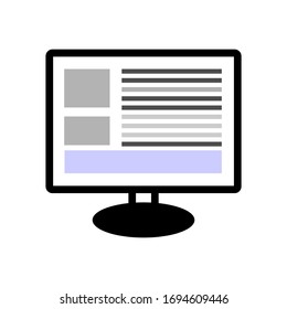 icono de pantalla de monitor blanco aislado