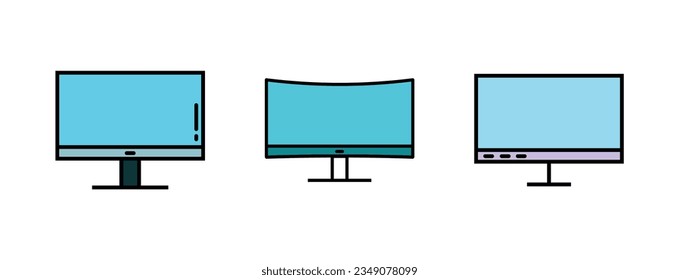 Monitor Screen Icon Vector Illustration. Monitor Screen Lineal Color Icon