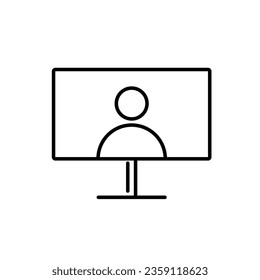 Monitor or Screen Icon. Monitor or Screen vector illustration symbol. Can be used Online Meeting Icon, Work From Home Icon, Online Learning or Learn From Home Icon, etc.