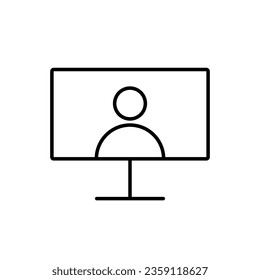 Monitor or Screen Icon. Monitor or Screen vector illustration symbol. Can be used Online Meeting Icon, Work From Home Icon, Online Learning or Learn From Home Icon, etc.