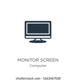 Vector de iconos de la pantalla del monitor. Icono de pantalla plana de moda de la colección de ordenadores aislado en fondo blanco. La ilustración vectorial se puede utilizar para diseño gráfico web y móvil, logotipo, eps10