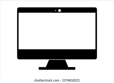 monitor screen illustration, flat black and white design icon