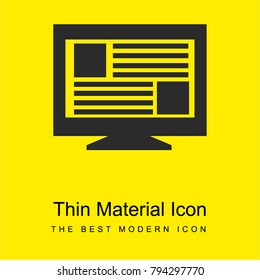 Monitor screen with information to study bright yellow material minimal icon or logo design