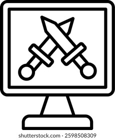 Monitor Screen Line Vector Icon Design
