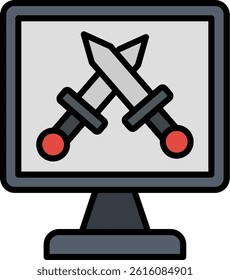 Monitor Screen Line Vector Icon Design