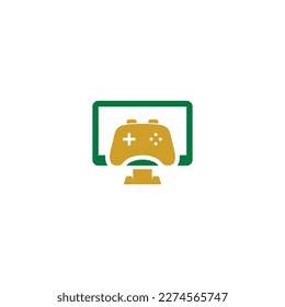 a monitor screen logo with a game controller inside