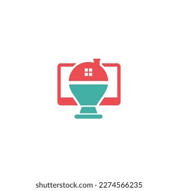 logotipo de pantalla de monitor con una carcasa de lámpara dentro