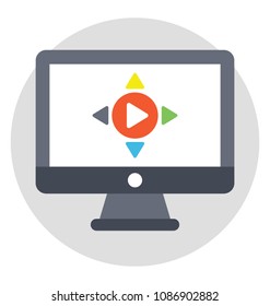 
A monitor screen with play sign symbolising online video player
