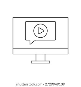 Monitor screen with play symbol for multimedia content