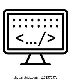 A monitor screen with the programming language, web development 
