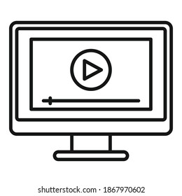 Monitor screen recording icon. Outline monitor screen recording vector icon for web design isolated on white background