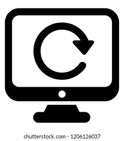 
Monitor screen with refresh arrow, refresh webpage icon 
