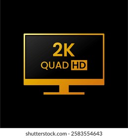 Monitor Screen Resolution 2k Quad HD icon. Perfect for Computer Screen Size Information Label on your product