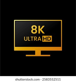 Monitor Screen Resolution 8k Ultra HD icon. Perfect for Computer Screen Size Information Label on your product