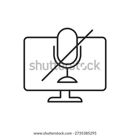 Monitor screen showing crossed out microphone icon