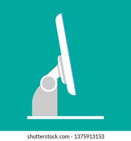 Monitor screen side view display vector icon. Above computer electronic isolated white. Flat PC device equipment office
