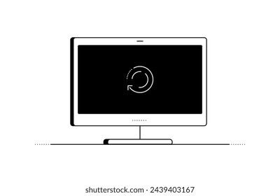 Monitor screen. Simple line art illustration. Vector file.